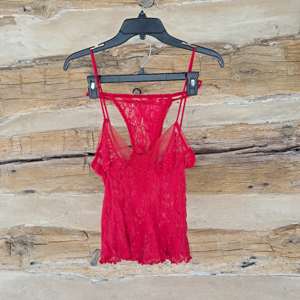 3/$12 Mayela Red Lace Camisole & Thong Set Size Medium